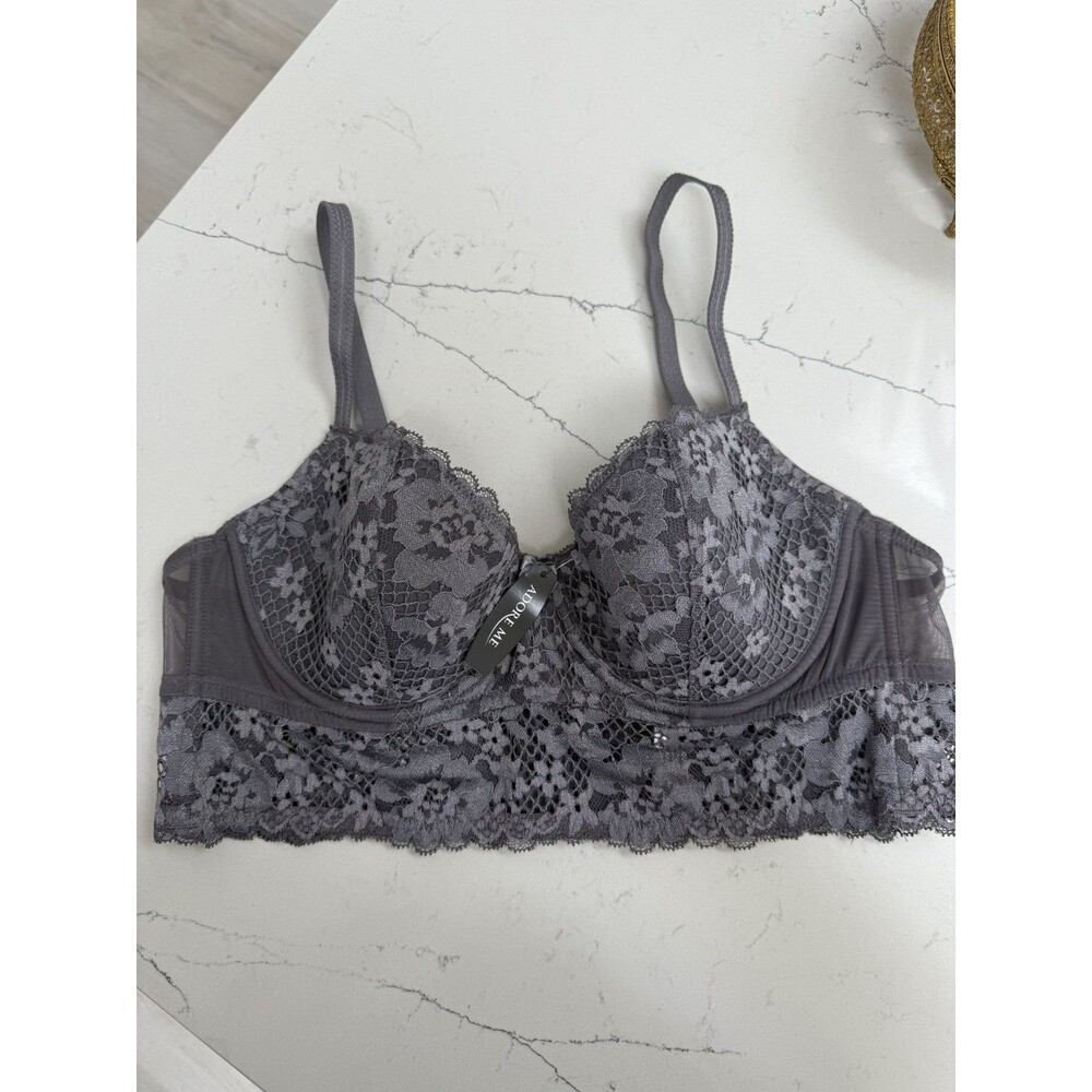 Adore Me Bra 36C Purple Floral Lined Longline Underwire NWT